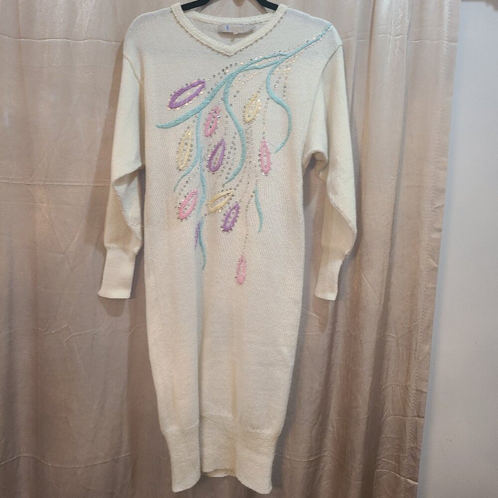 Vintage Jouret PARIS size 36 embroidered sweater dress